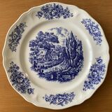 6 grandes assiettes plates anciennes en faïence de Saint-Amand (Nord)