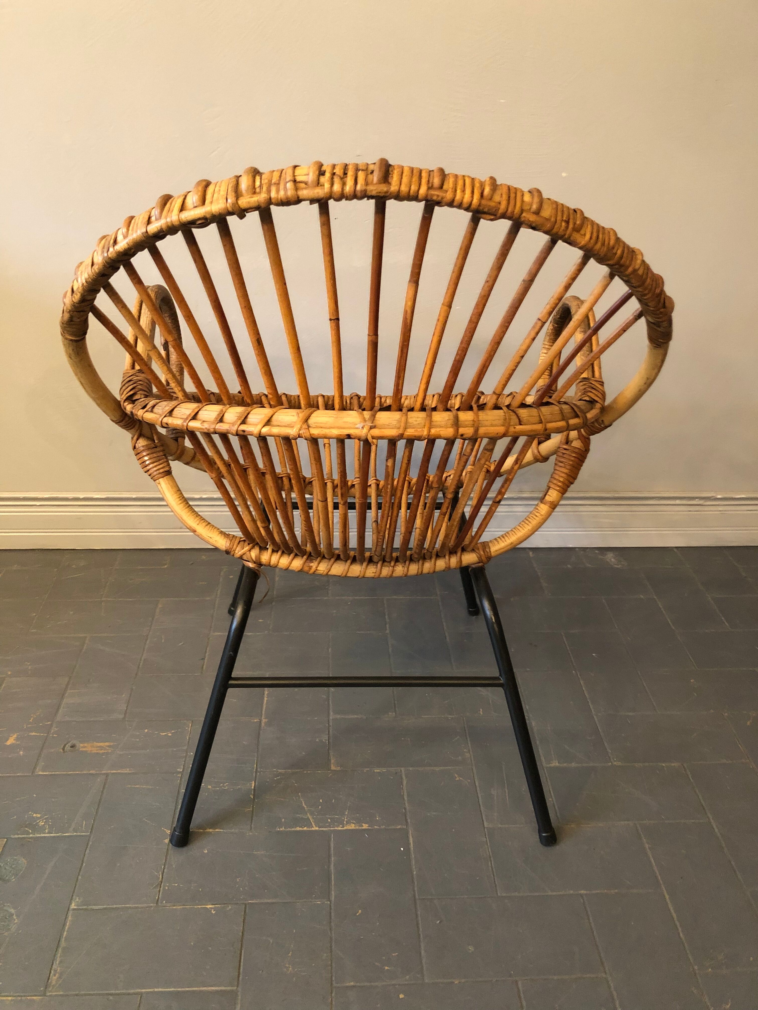Rattan armchair 50s