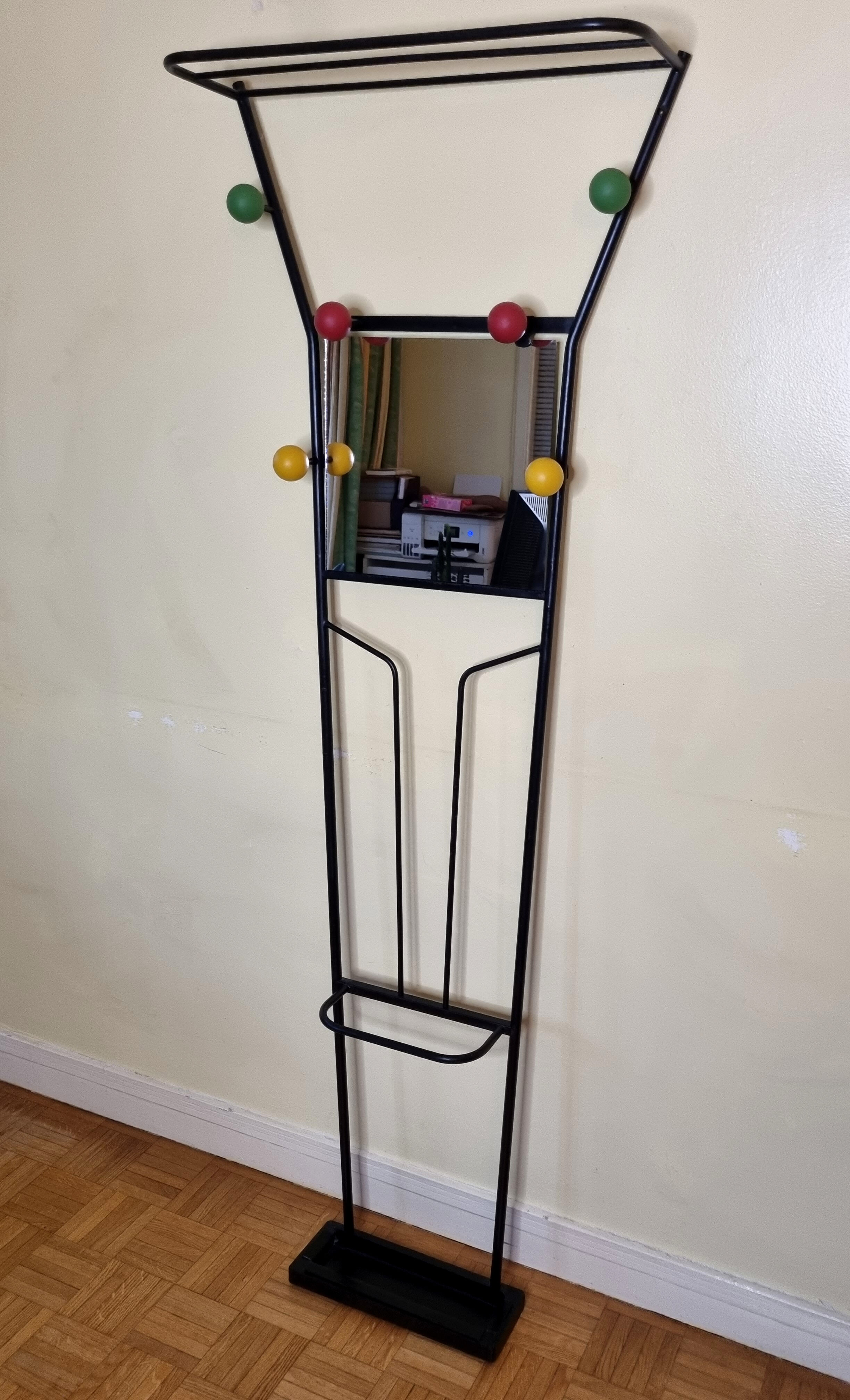 Coat rack cloakroom with mirror, 6 hooks 50s