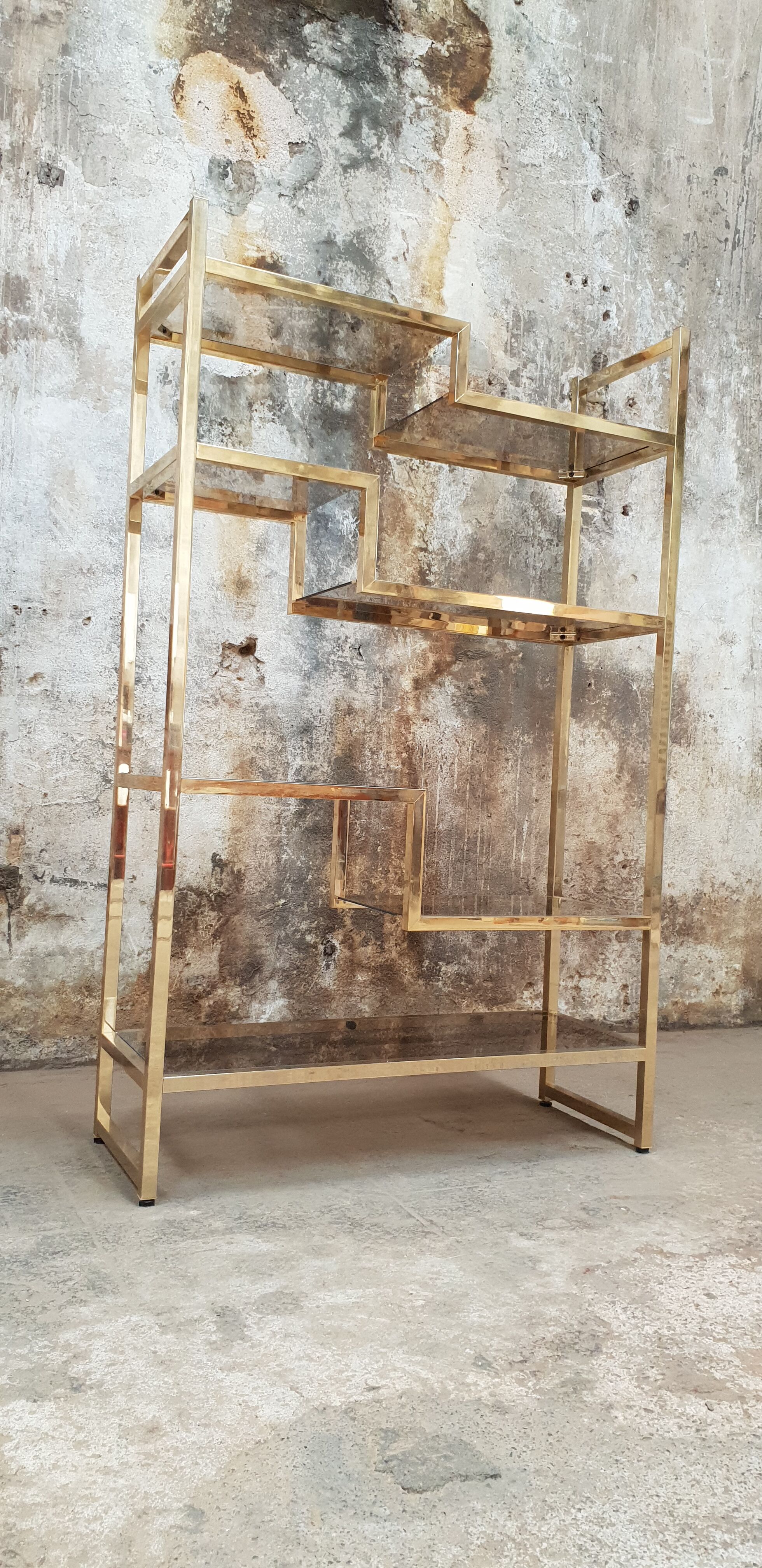 Vintage glazed brass shelf