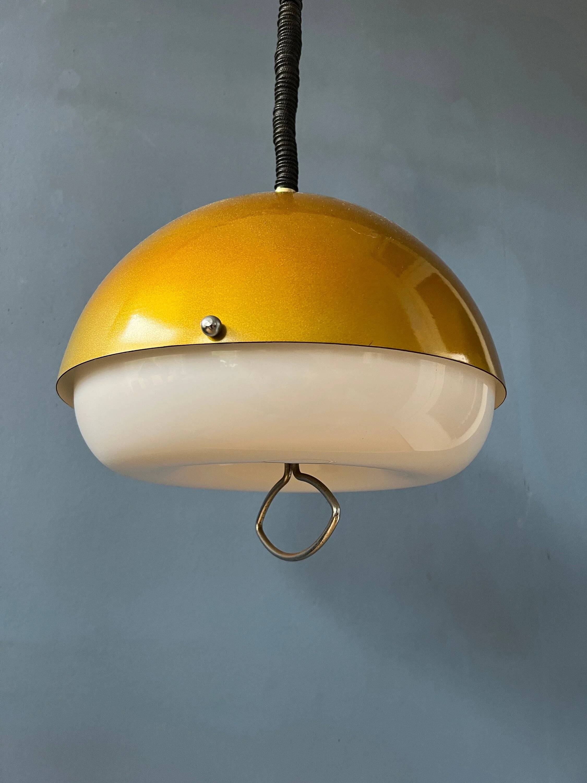 Mid-Century gold glitter suspension - Space Age pendant lamp - metallic moon light fixture