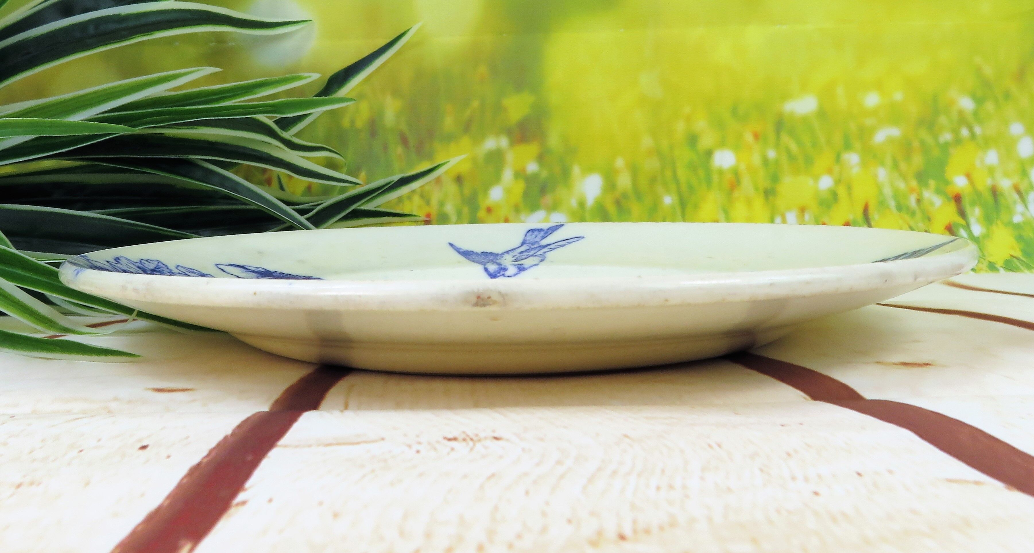 Plate iron earth decor blue birds