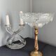 Antique table lamp in bronze and pressed glass by Ezan