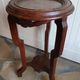 Antique solid wood pedestal table with marble top