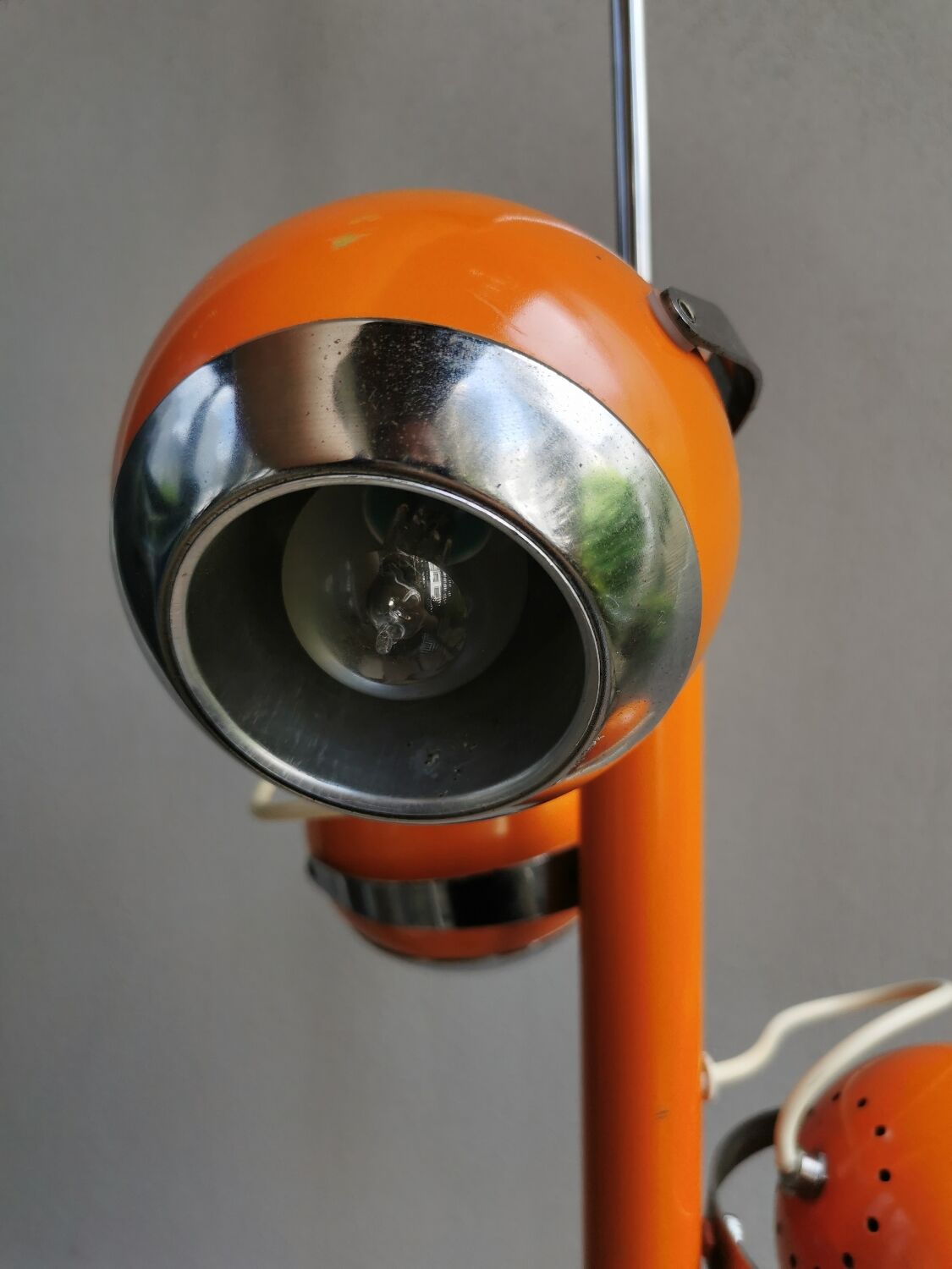Vintage Space Age 70s Pendant Light – 3 Adjustable Spotlights – Orange