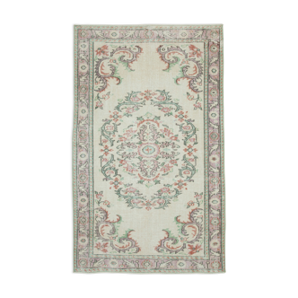 Handwoven distressed anatolian beige rug 163 cm x 268 cm