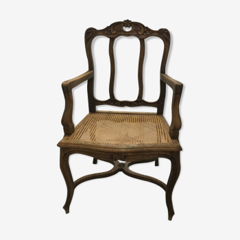 Fauteuil canné provençal style Louis XV