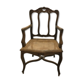 Fauteuil canné provençal style Louis XV
