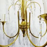 Lustre 5 lumières en laiton et cristal