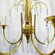Lustre 5 lumières en laiton et cristal