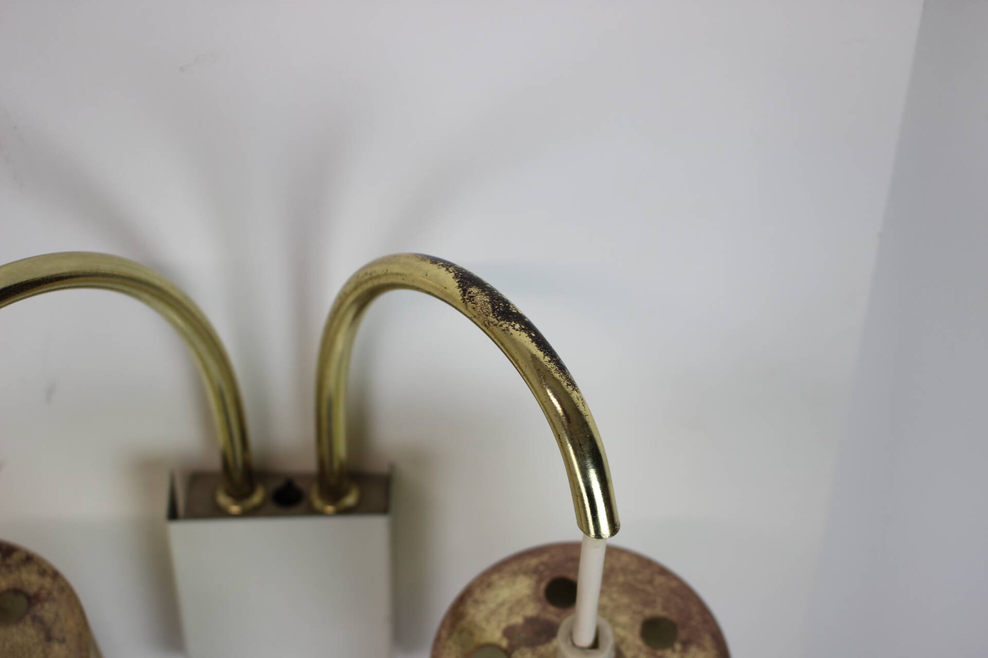 1970s Pair of Two Wall Lamps with Glass Shades, Germany