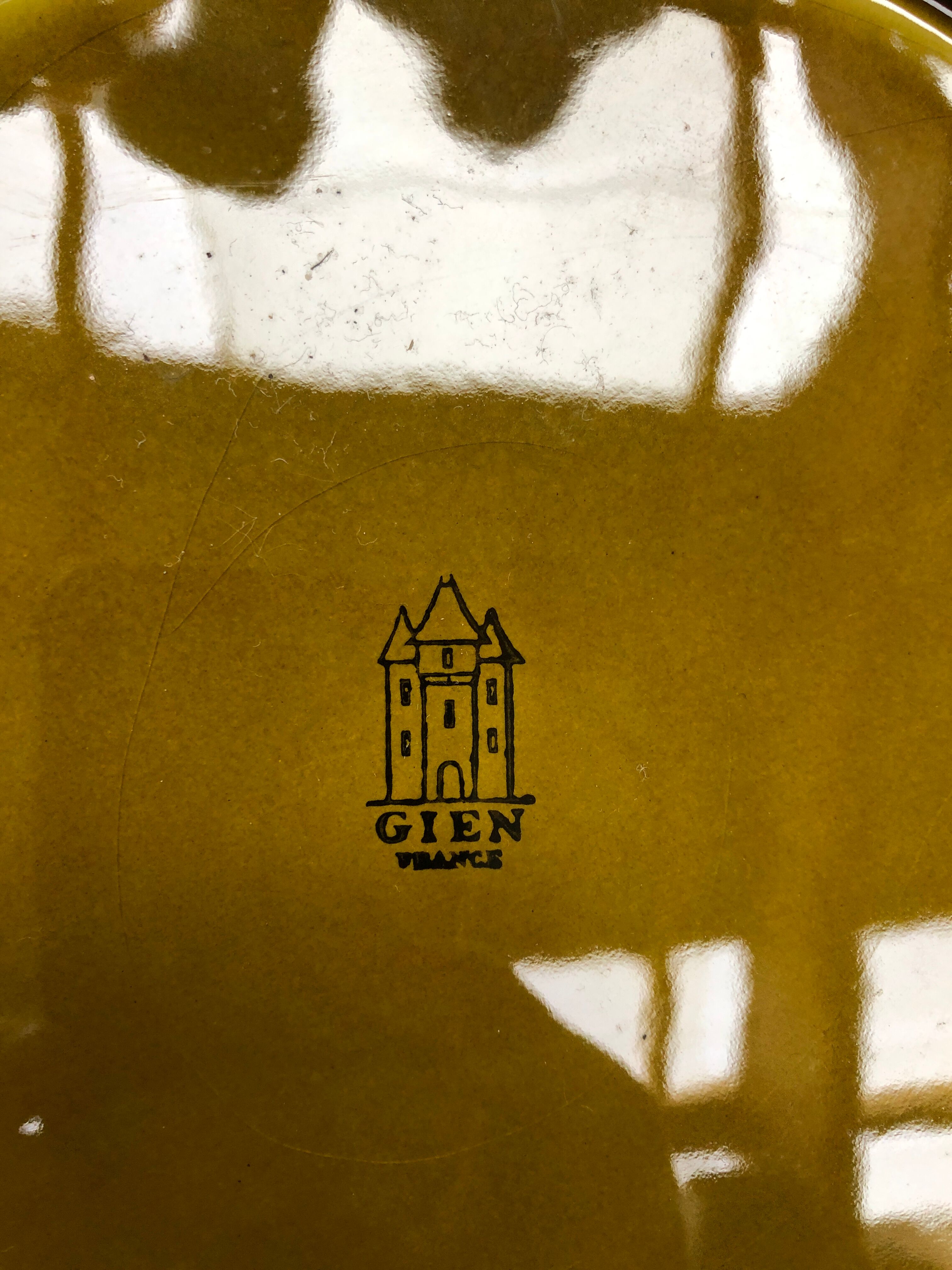 Flat lot + 4 old asparagus plates gien ceramic green vintage