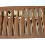 Stainless steel fish cutlery - set of 6 forks and 6 knifes - vintage from the 1970s
