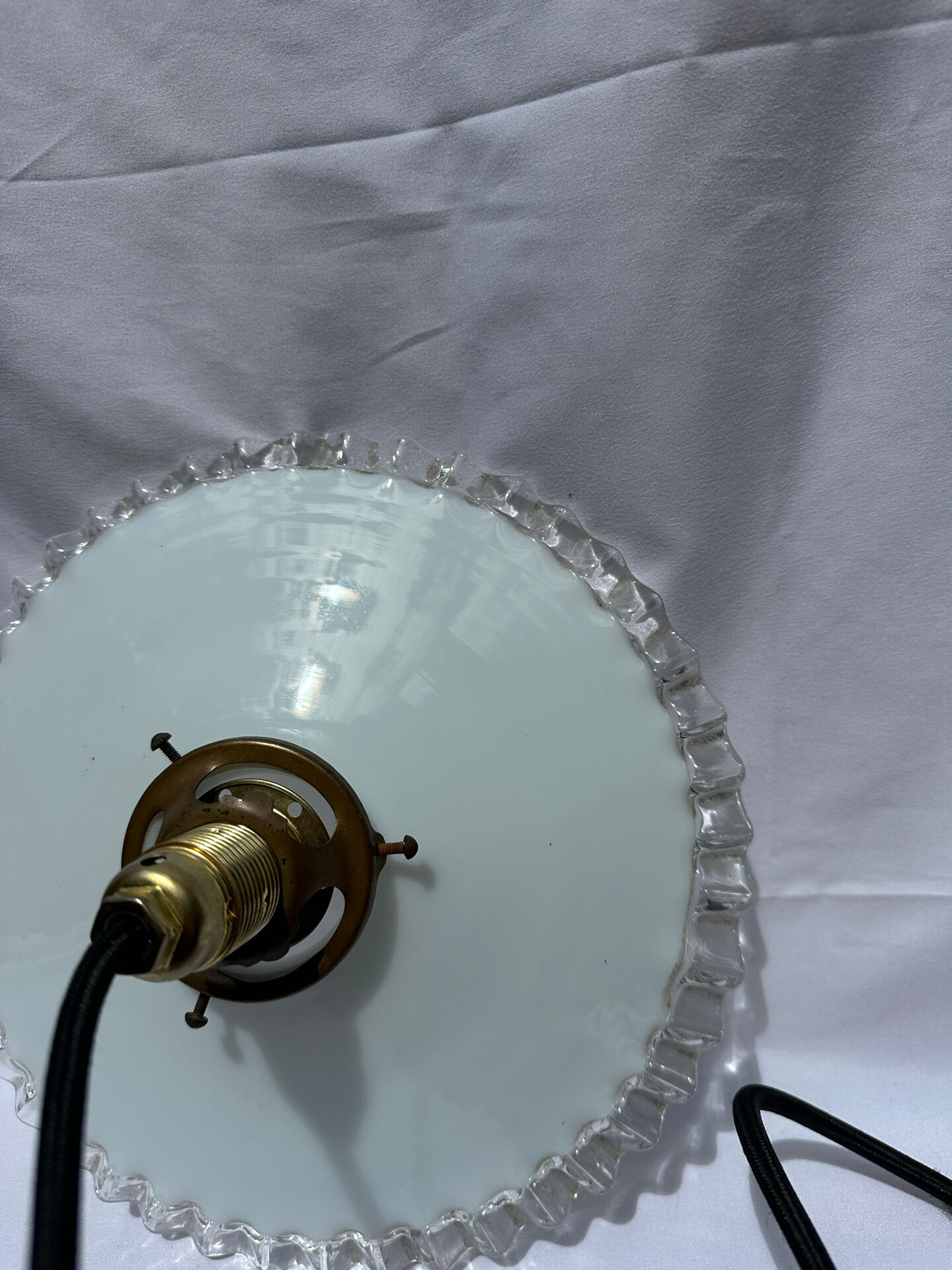 Vintage white opaline suspension lampshade