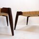 Pair of lounge chairs in woven jute rope and solid wood