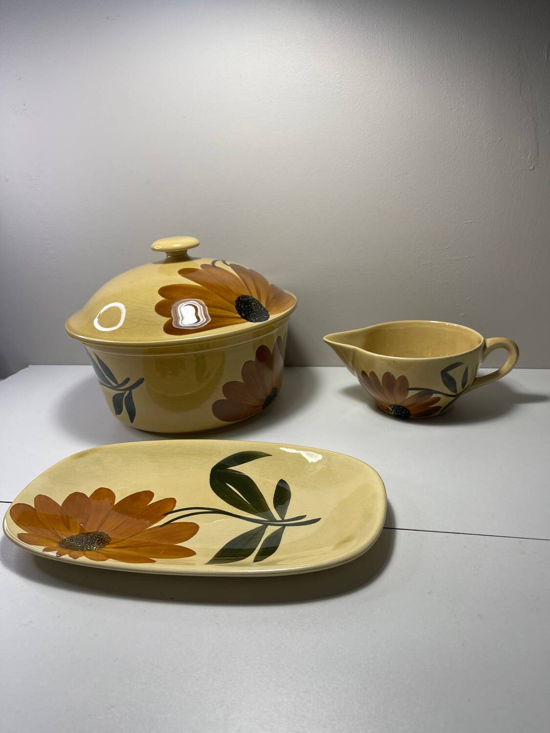 Gien earthenware tureen and gravy bowl set, Tournesol collection