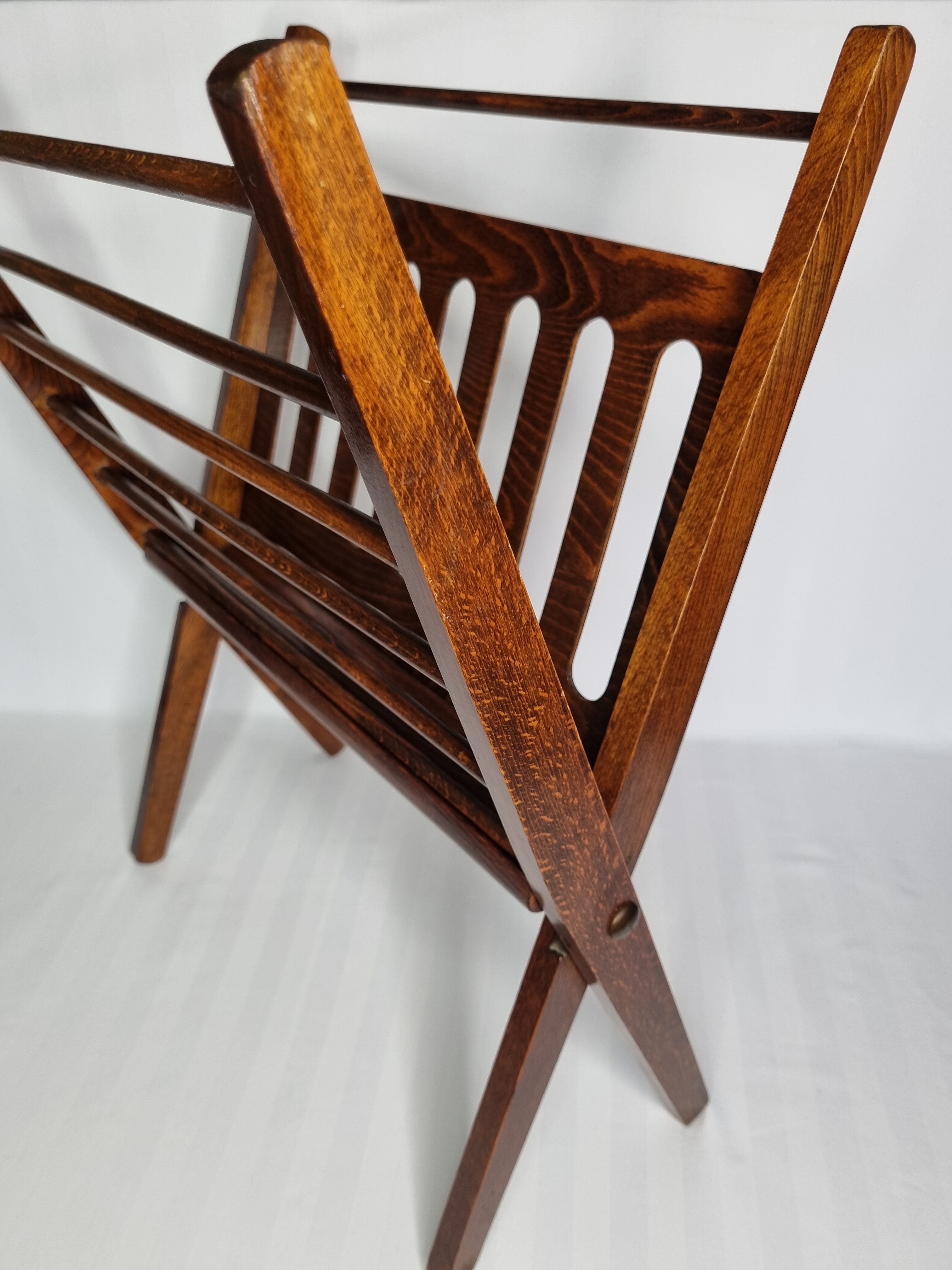 Folding teak magazine holder by Cees Braakman