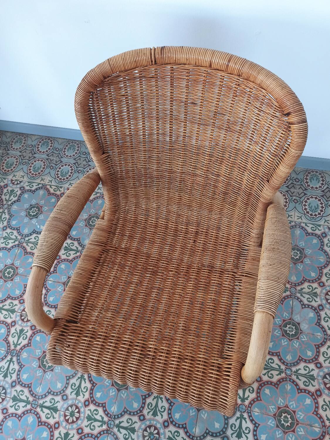 Bamboo and rattan armchair, 50s