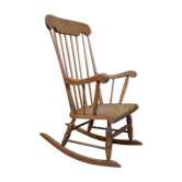 Ancien rocking chair vintage en hêtre des années 1960