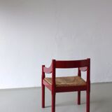 2 red Vico Magistretti “Carimate” style armchairs | Italy | 1970s