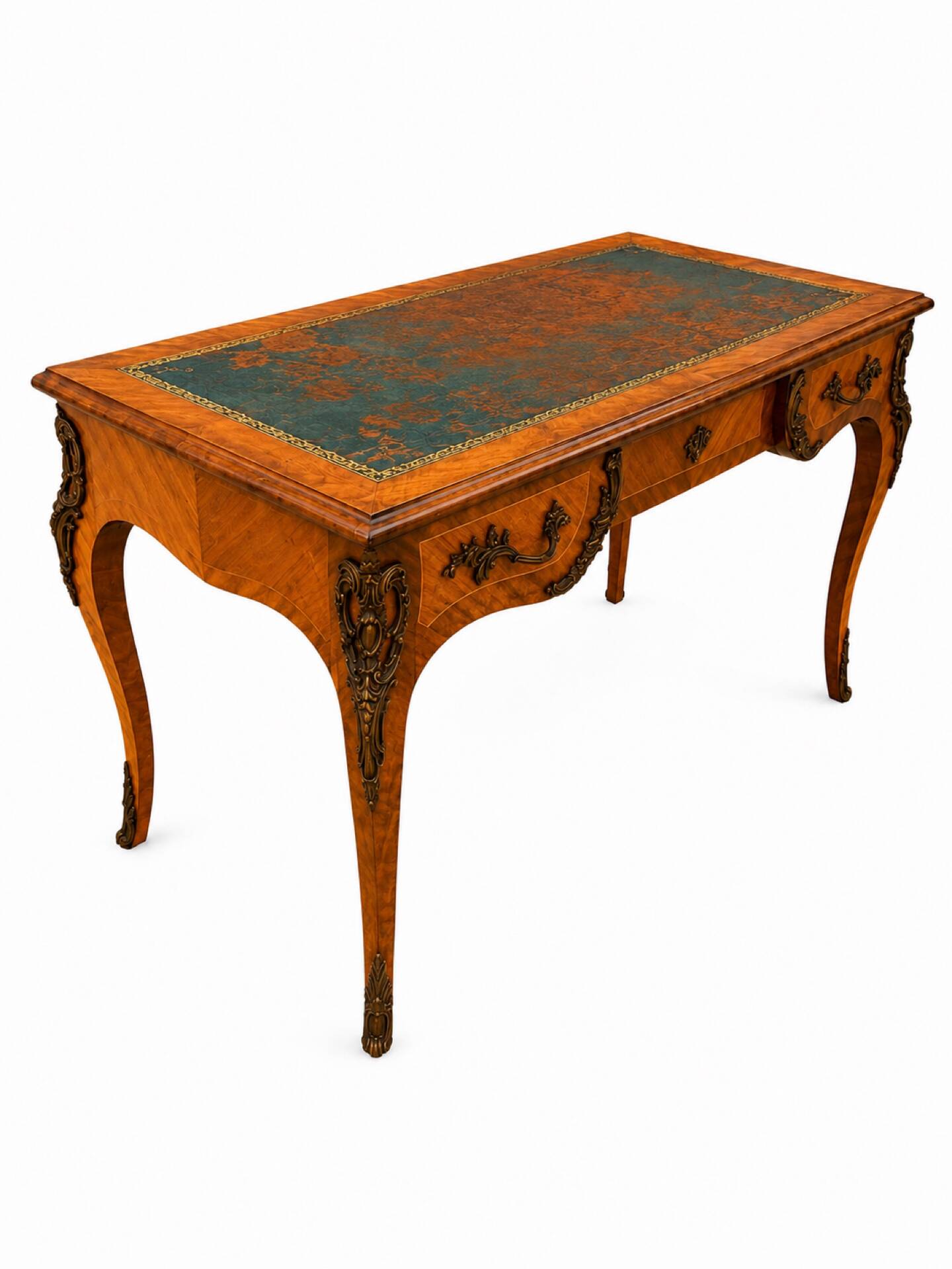 French flat desk in Louis XV style and bronze