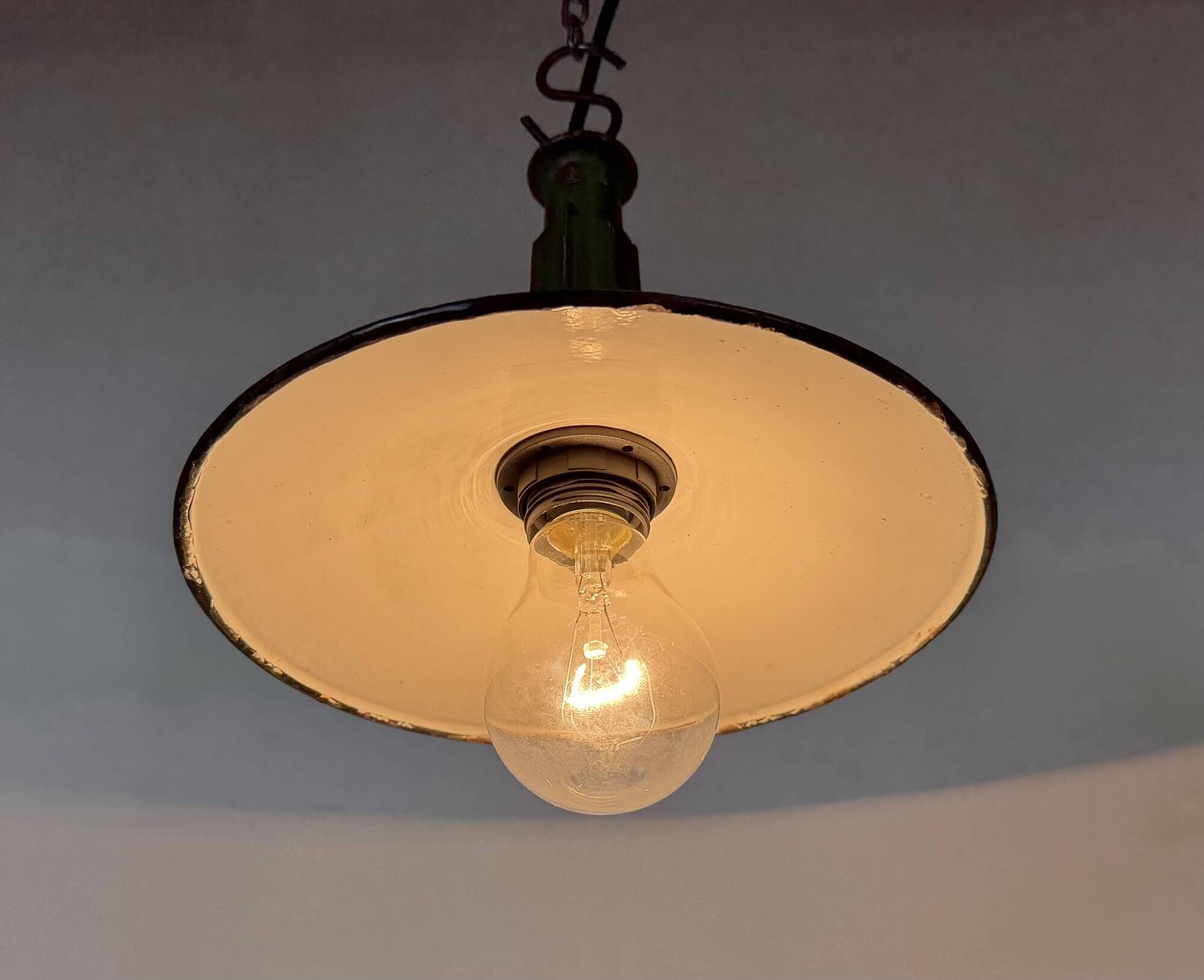 Industrial Blue Enamel Military Pendant Lamp with Cast Aluminium Top, 1960s