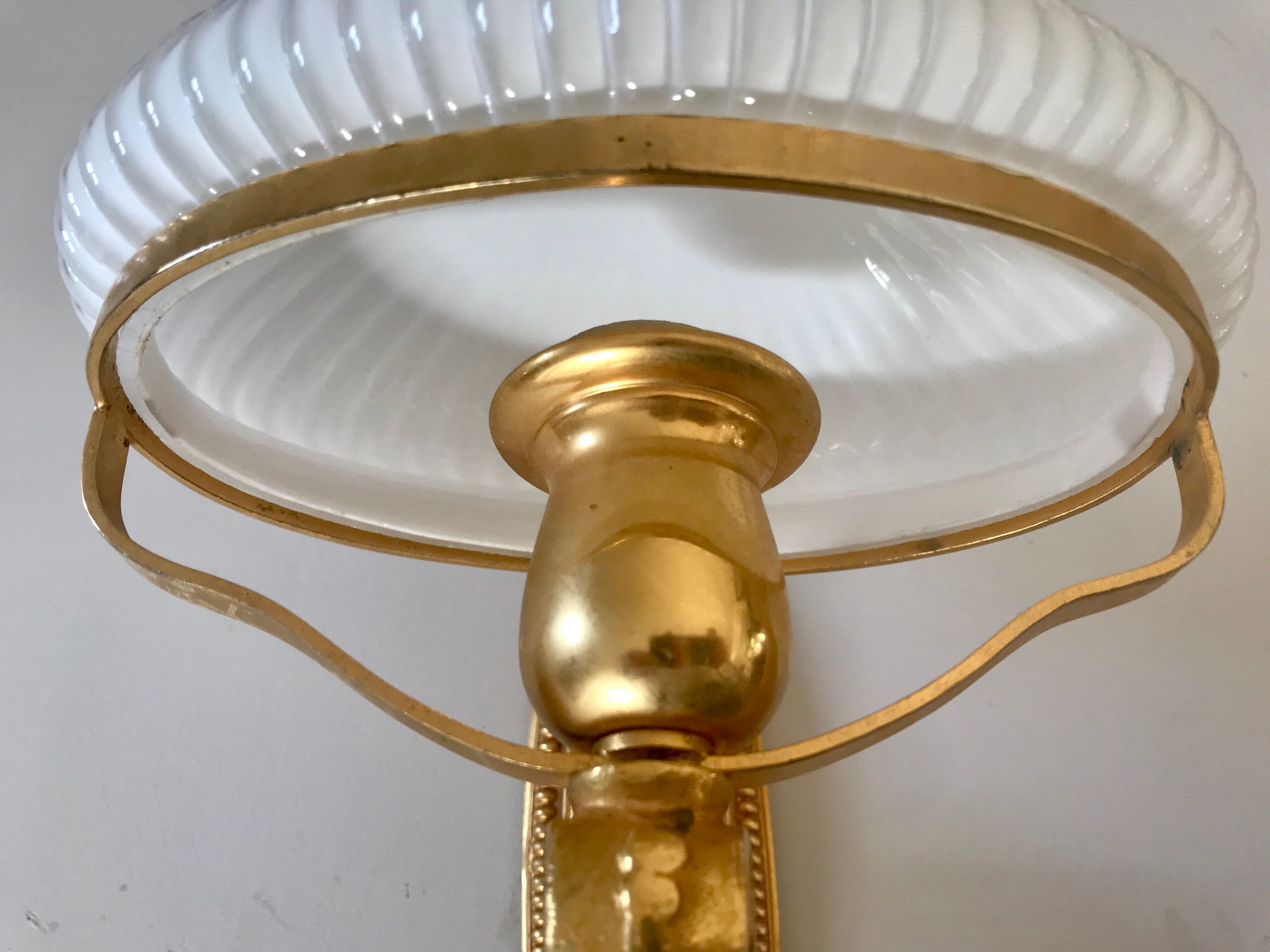 Vintage brass and opaline sconce