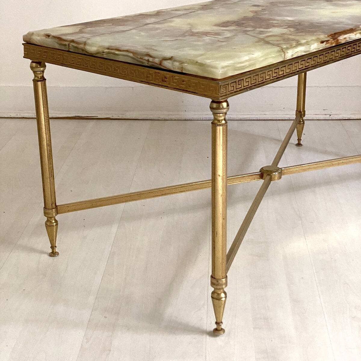 Vintage 1970s brass and marble coffee table