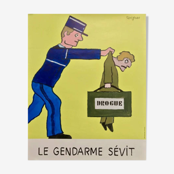 Affiche original le Gendarme sévit par Raymond Savignac 1995 - Petit Format - On linen