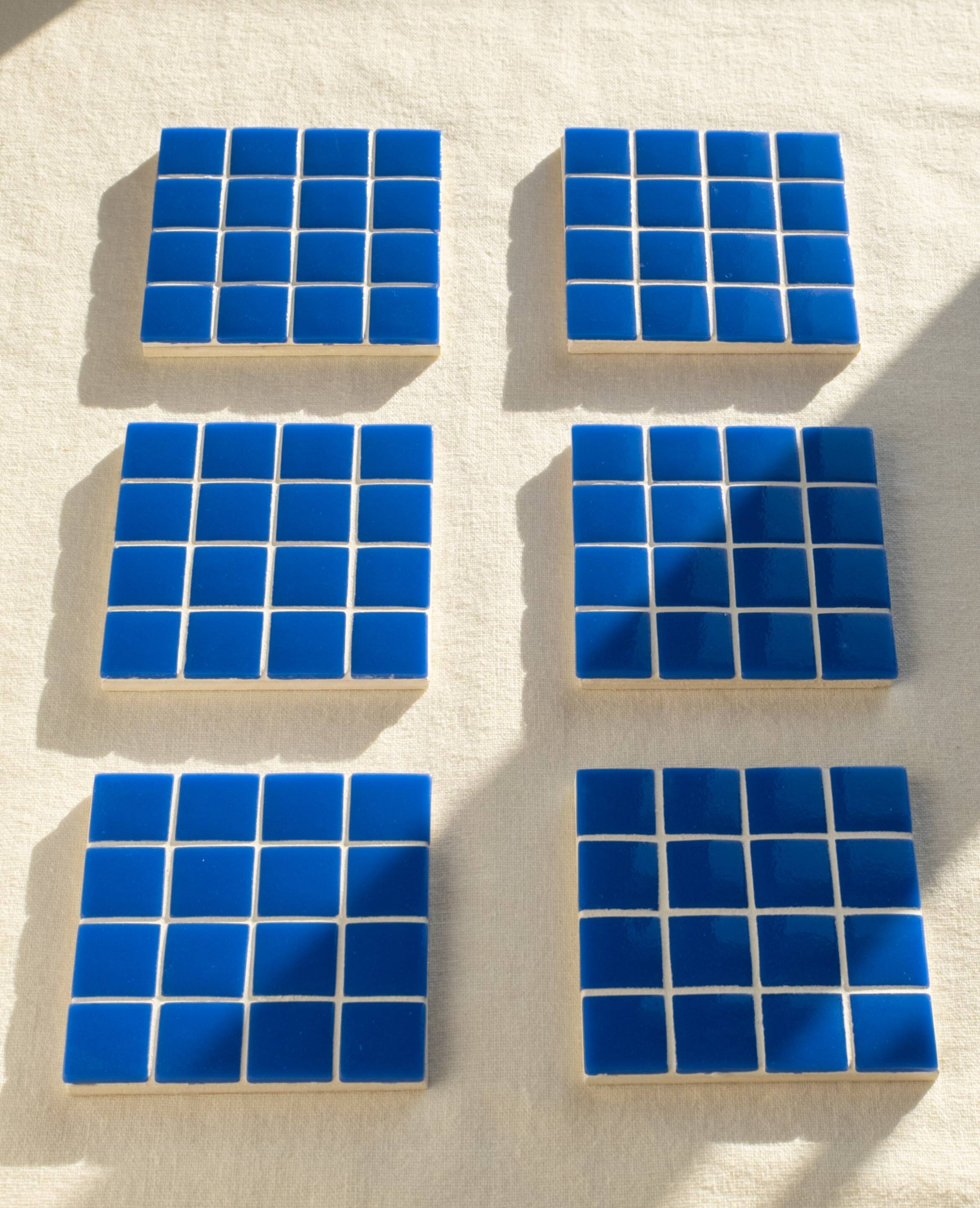 Glass Coasters - Glass Enamels - Mosaic - Handmade - Blue - Set of 6