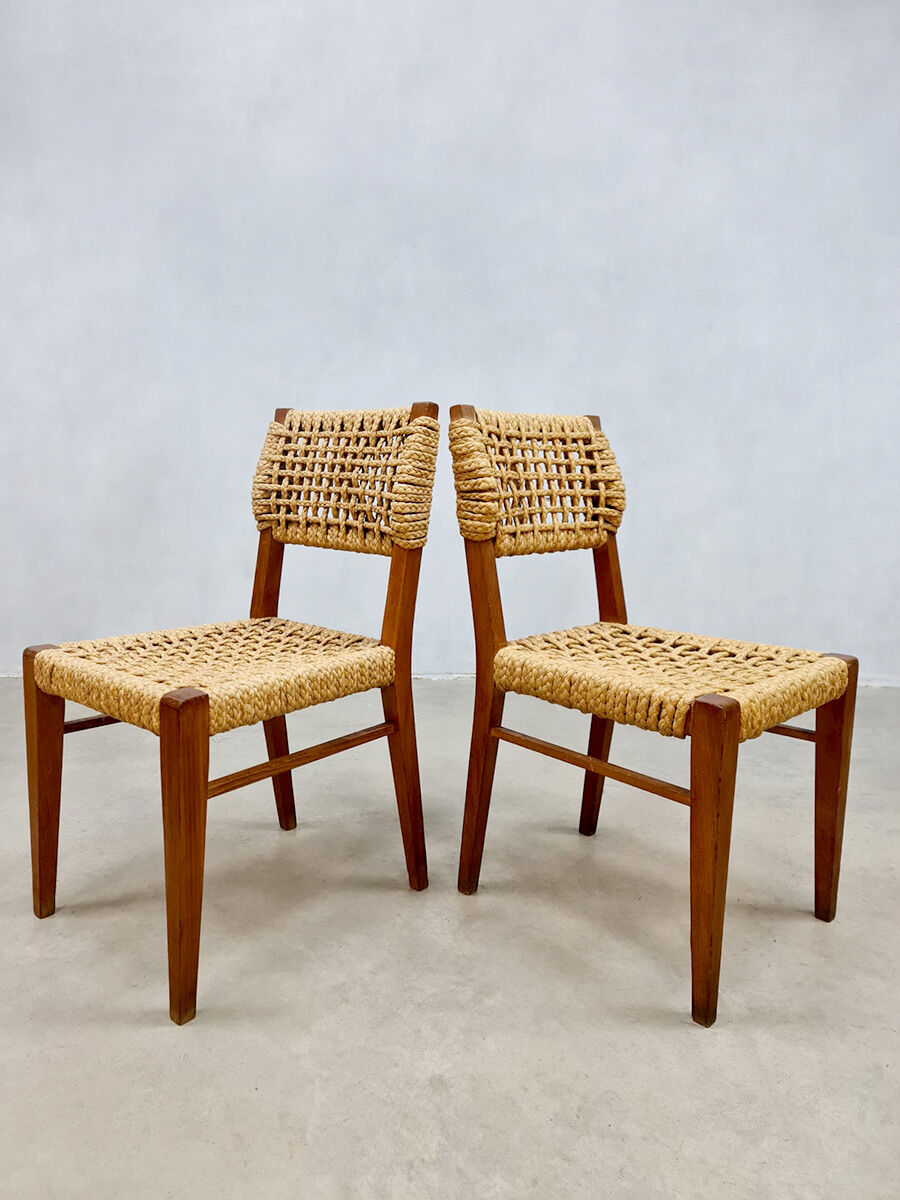 Vintage woven rope dining chairs design