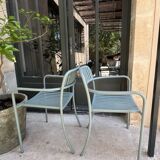 Tolix patio chairs lichen green