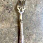 Dessert fork, service cutlery in silver engraved "CR"
