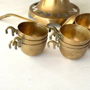 Brass Punch Bowl Set with 12 Cups, Ladle – French Vintage Mid-Century