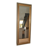 Miroir rectangulaire bois peint sculpté et doré ancien 85,5/31,6