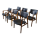 Set of 6 Scandinavian armchairs in leather and rosewood by Gondo Gravesen for Atelier Bondo Gravesen Snedkerier 1960s.