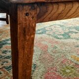 Solid oak farmhouse table with two-plank top