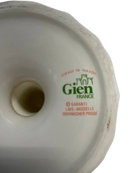 Candle holder in Gien, birds of paradise decor