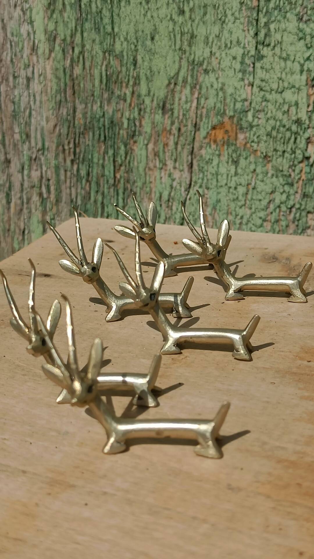 Handcrafted brass gazelle knife rests x12