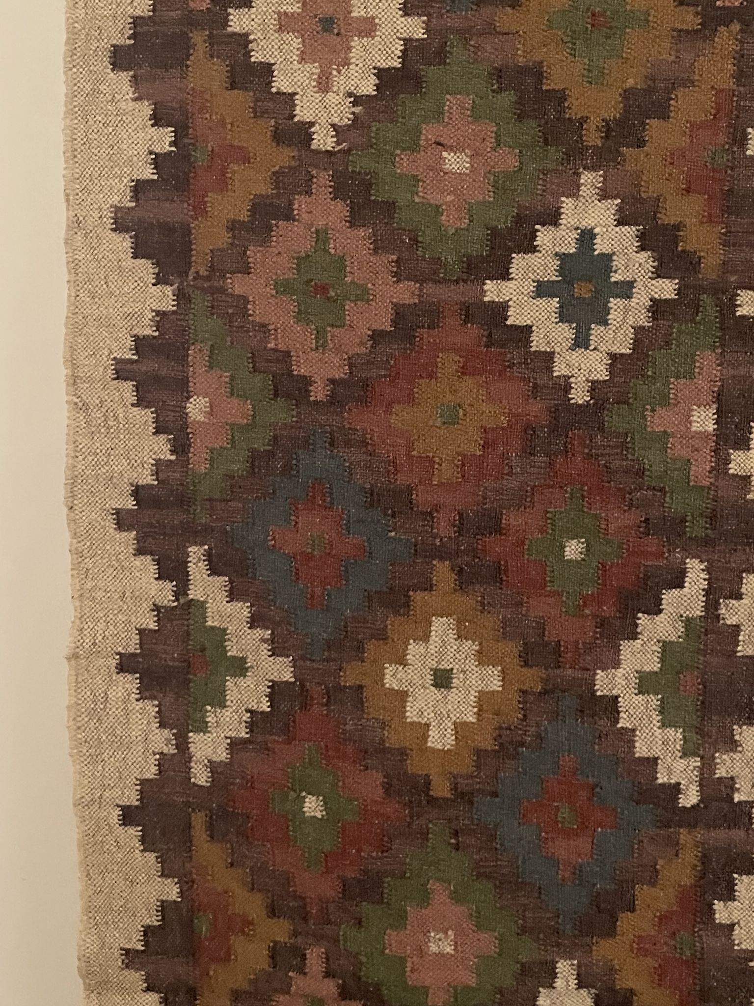 2.5 x10 ft - jute/wool kilim runner,handmade,area,home decor,bed side,indian traditional rug/carpet.