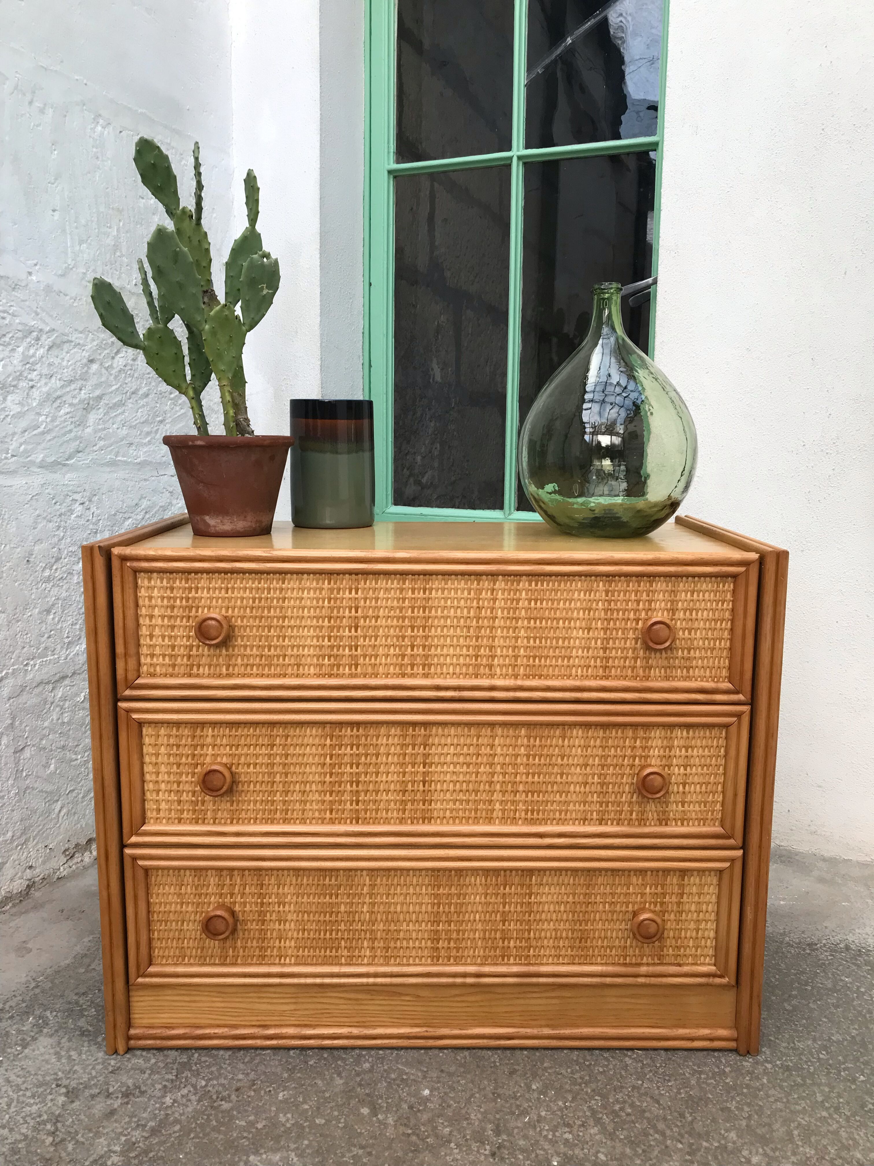 Rattan chest of drawers