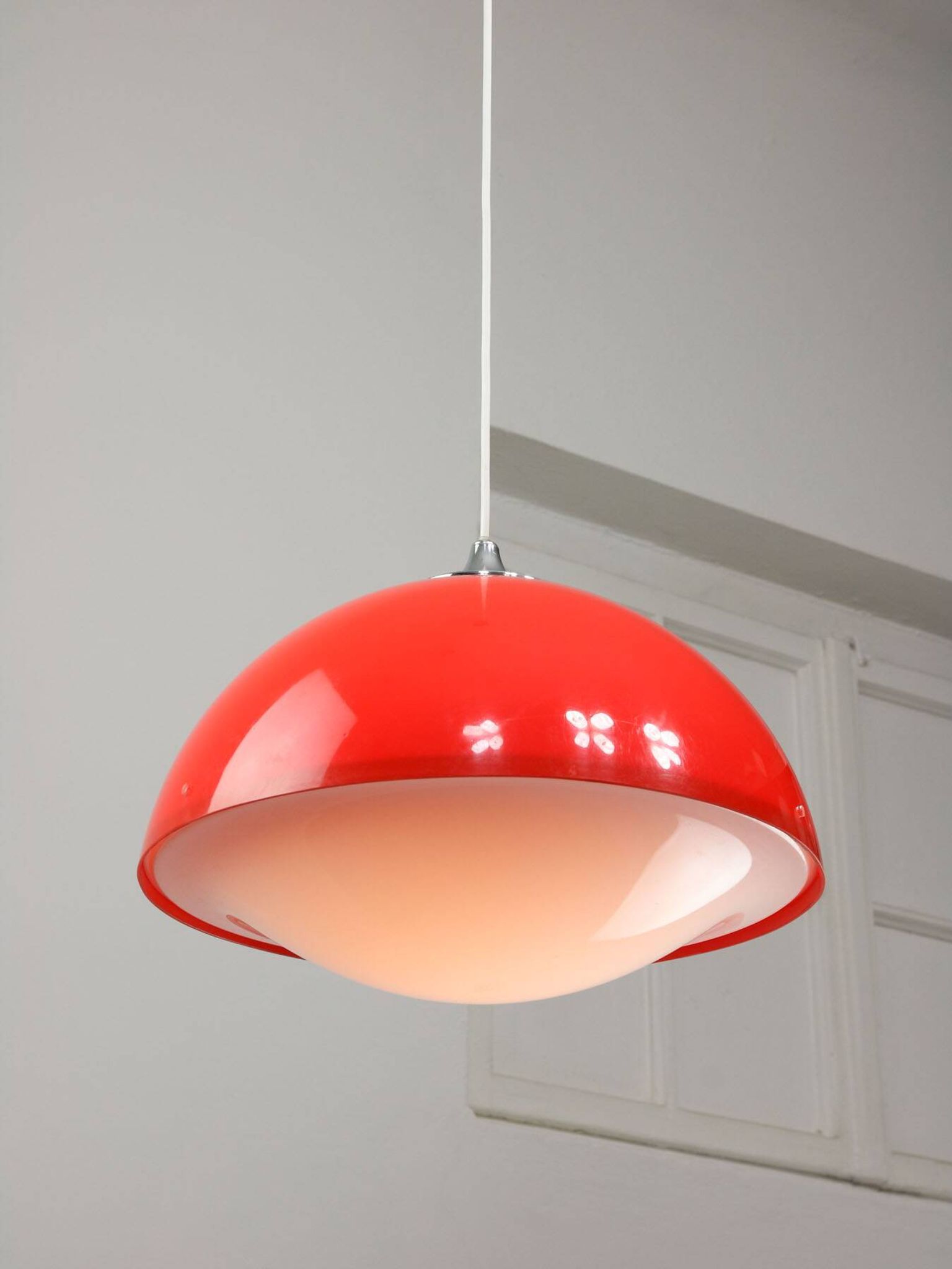 Italian Space Age Pendant in Plexiglass and Chrome, 1970s