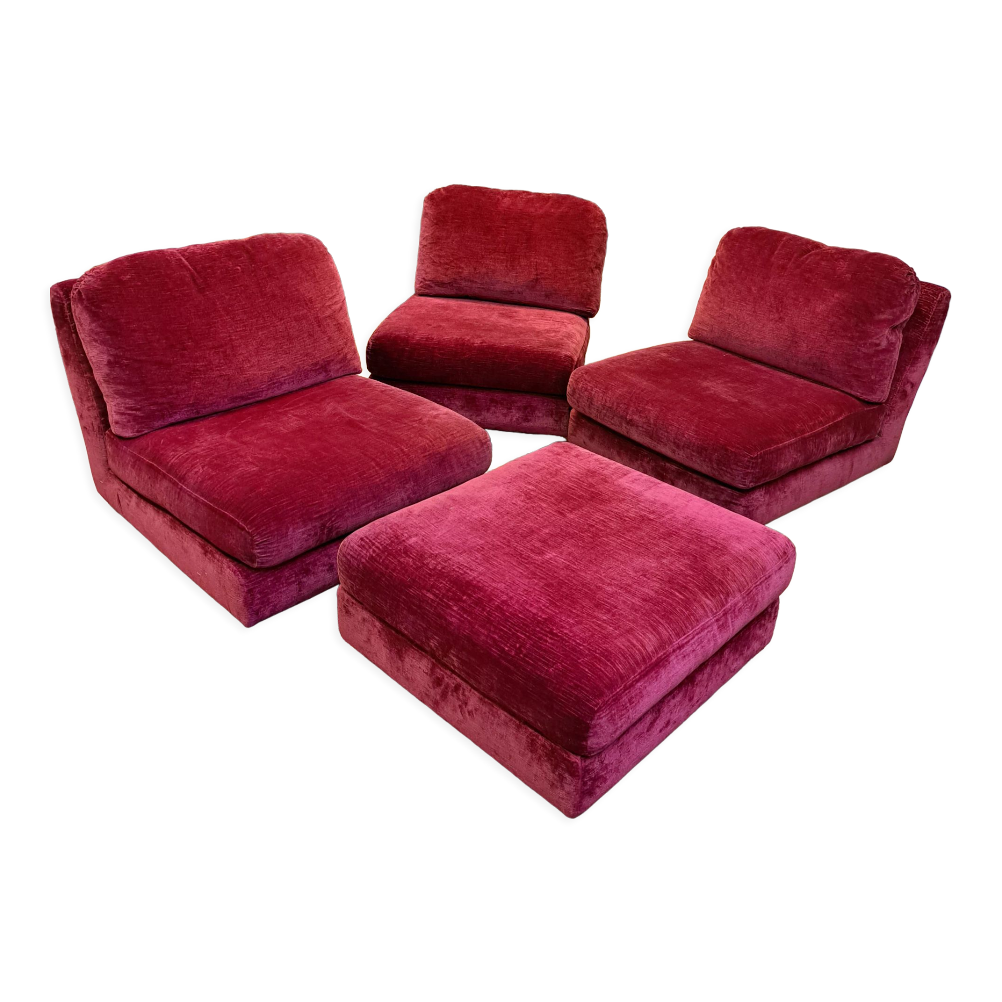 Vintage armchairs and pouf