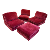 Chauffeuses et pouf vintage