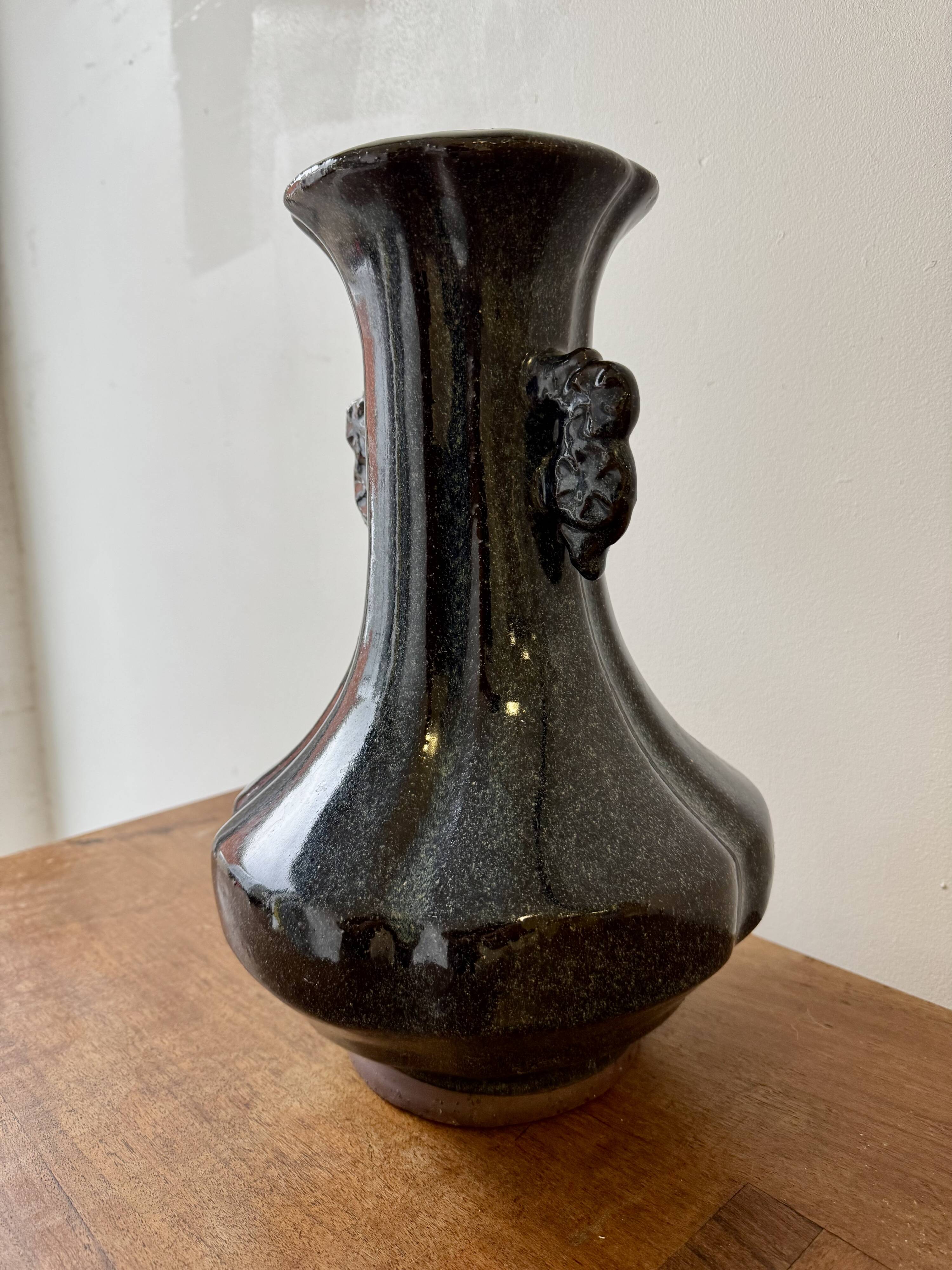 Chinese Studio Pottery Vase with Flambe Glaze