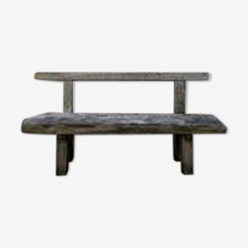 Banc primitif français en bois de chêne 1950