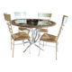 Table ronde fer forgé bois & verre