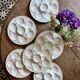 Lot de 6 assiettes à huîtres vintage en céramique blanche - Longchamp