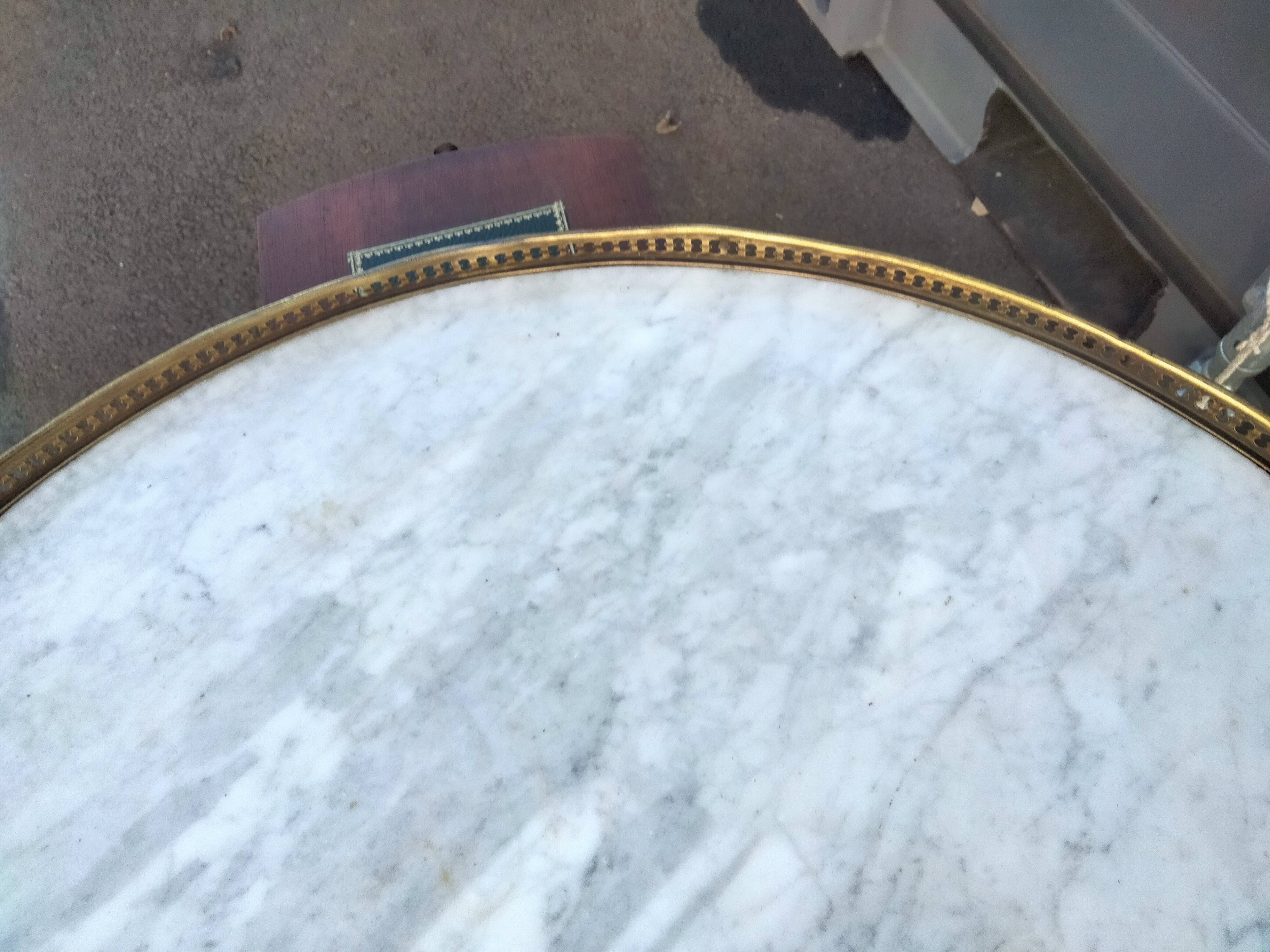 High table old hot water bottle Louis XVI style marble top