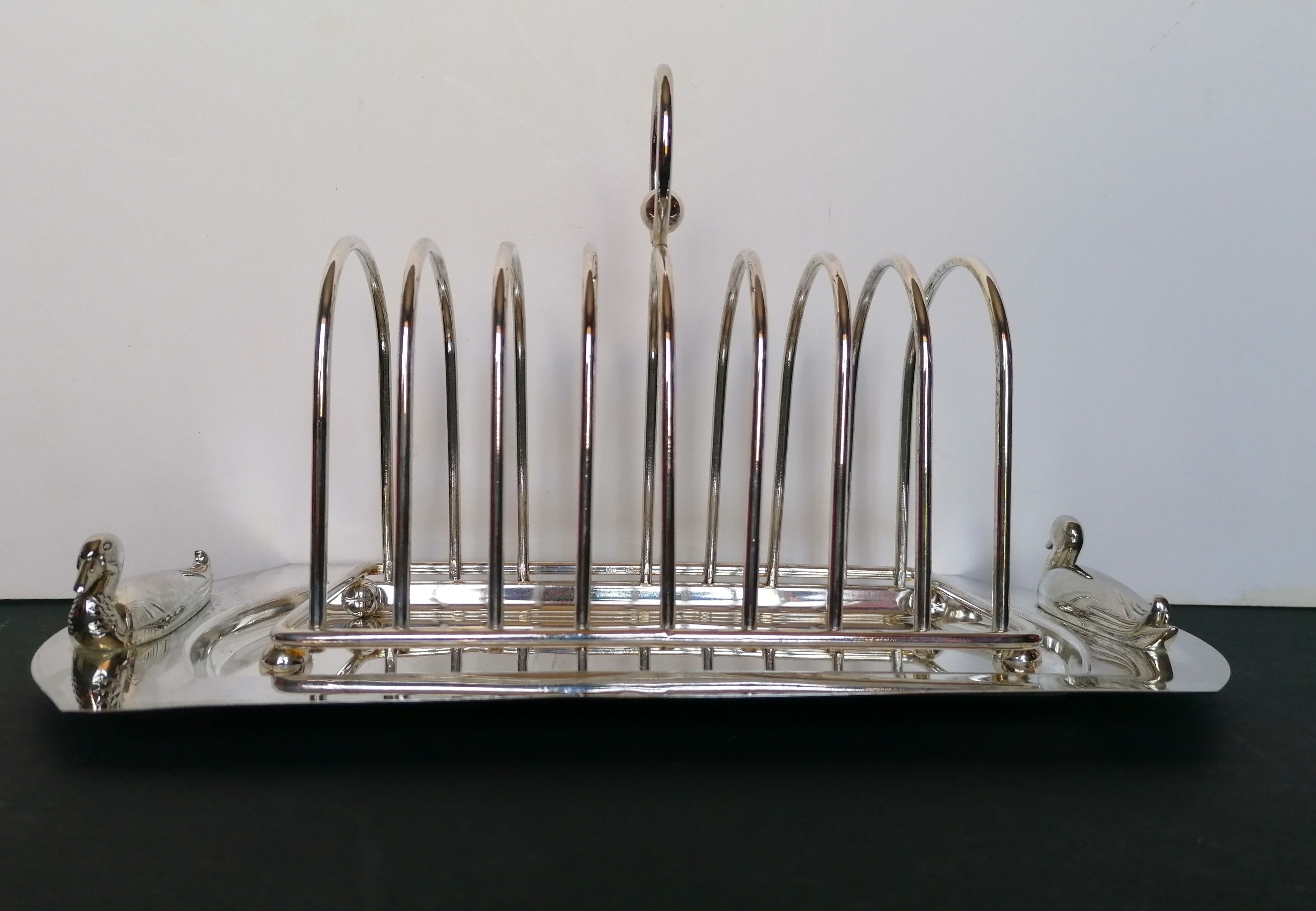 Foie gras serving tray and silver metal toast display